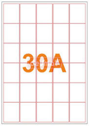 A4 Address Labels, 30 per Sheet, 39 x 48 mm (A4ST30A)