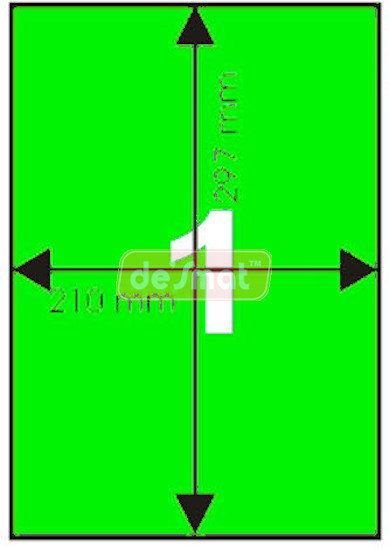 A4 Fluorescent Green Label Sheets, 75 Sheets (A4STCG75S)