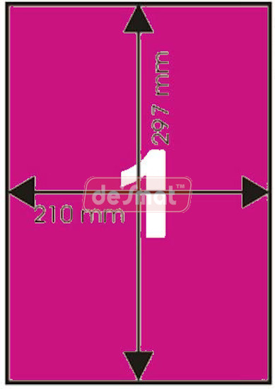A4 Fluorescent Pink Label Sheets, 75 Sheets (A4STCP75S)