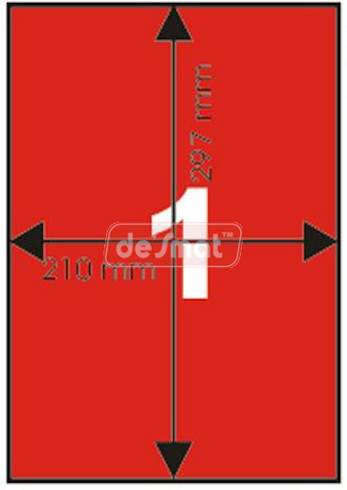 A4 Fluorescent Red Label Sheets, 75 Sheets (A4STCR75S)
