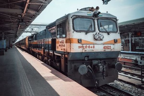Indian locomotive at a railway platform