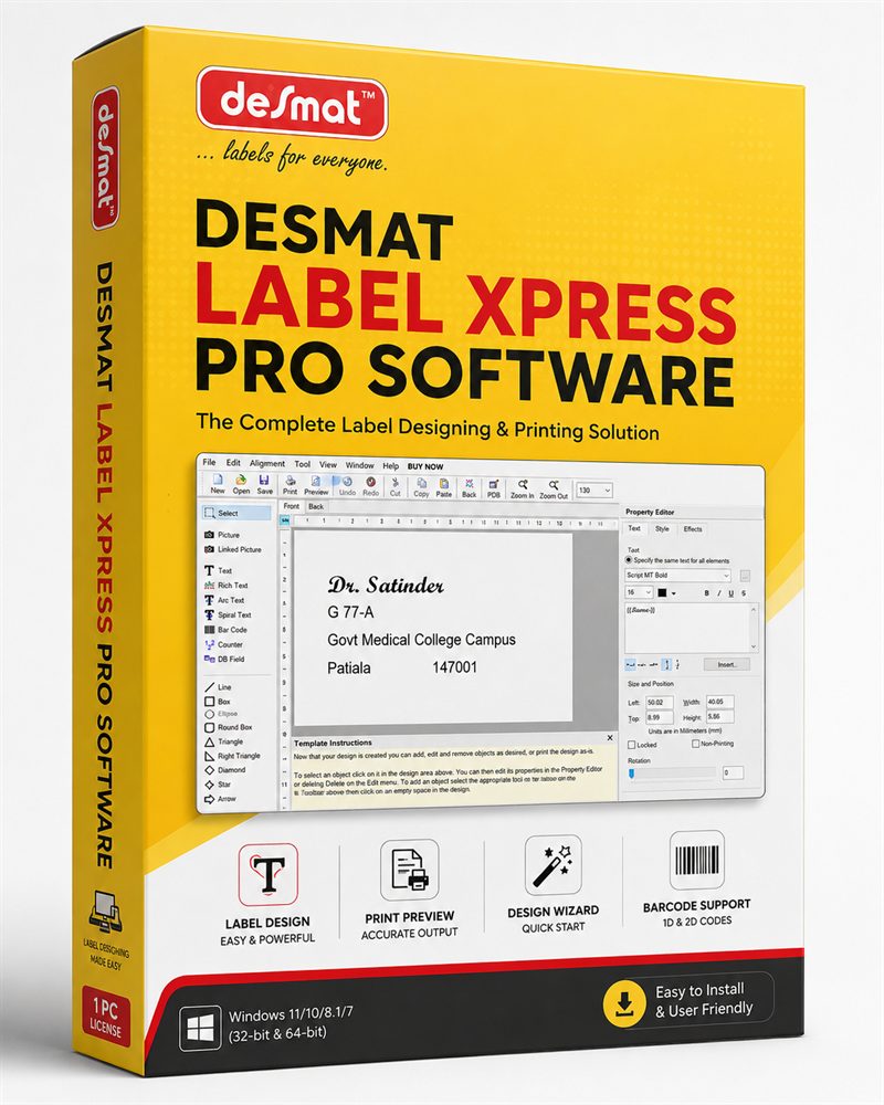 Desmat Label Xpress Pro software box